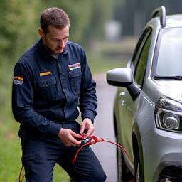 Technician jump-starting a car (256x256)